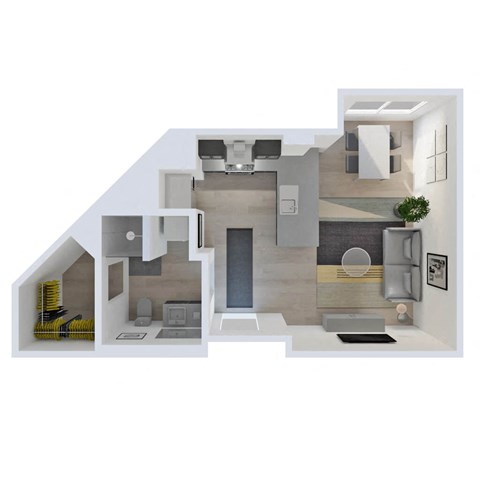 Floor plan for studio, 1 bath, 443 sqft